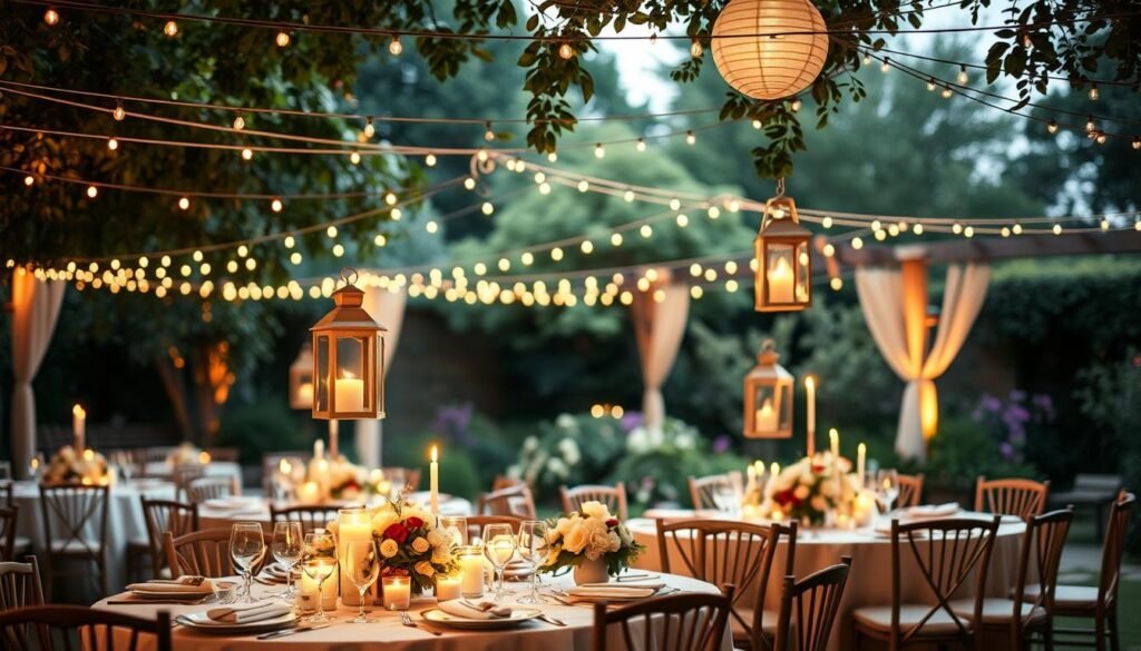 engagement party decorations including lighting decor for a romantic ambiance